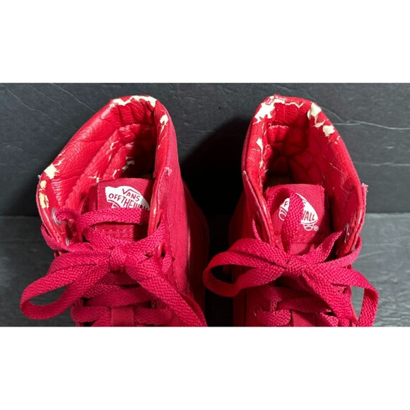 Vans Sk8-Hi 'Mono Red' Unisex Skate Shoe Men's Sz 9 or Women's Sz 10.5 - Picture 5 of 10